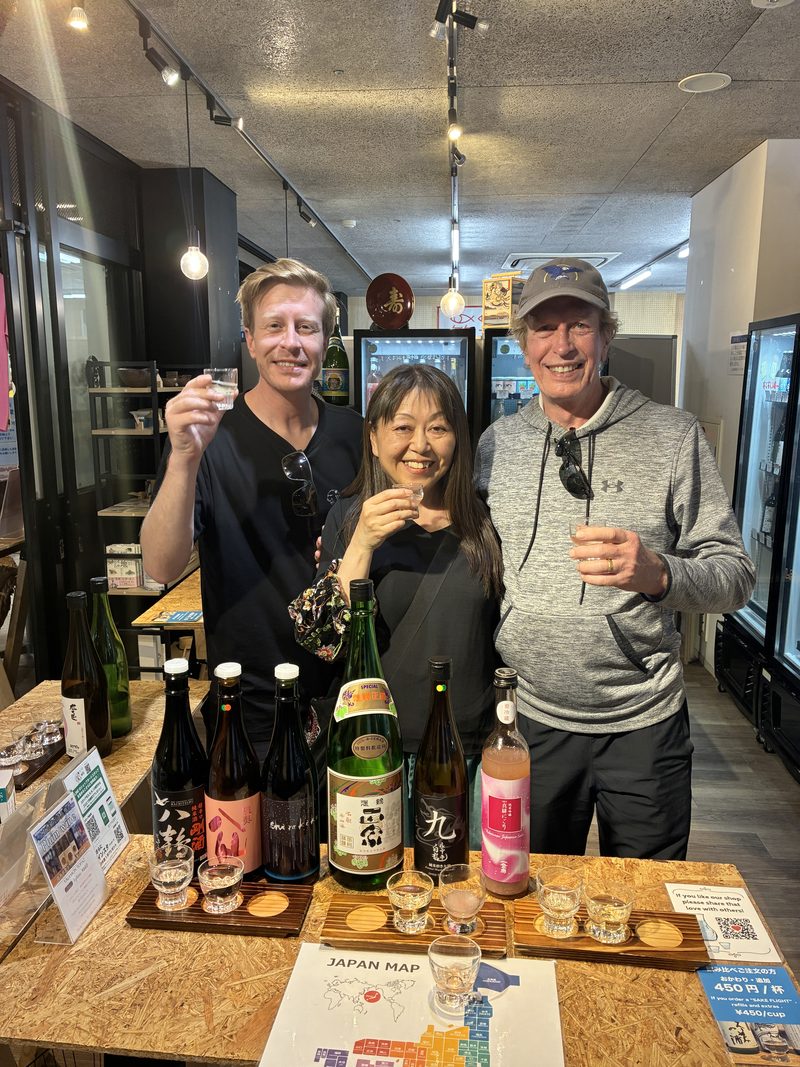 A sake tasting at a shop in Tsukiji