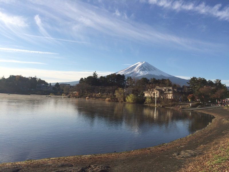Mount Fuji seen across Lake Kawaguchi on a clear morning