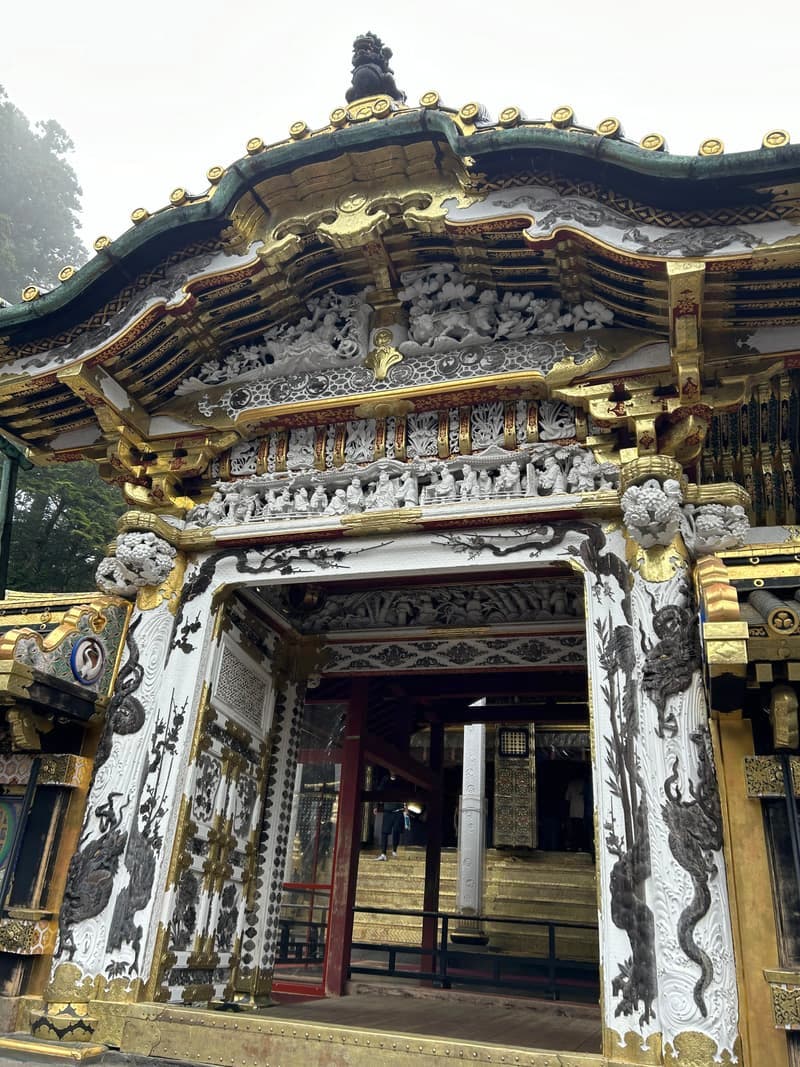 The heavily carved and gilded Yomeimon gate at Nikko Toshogu