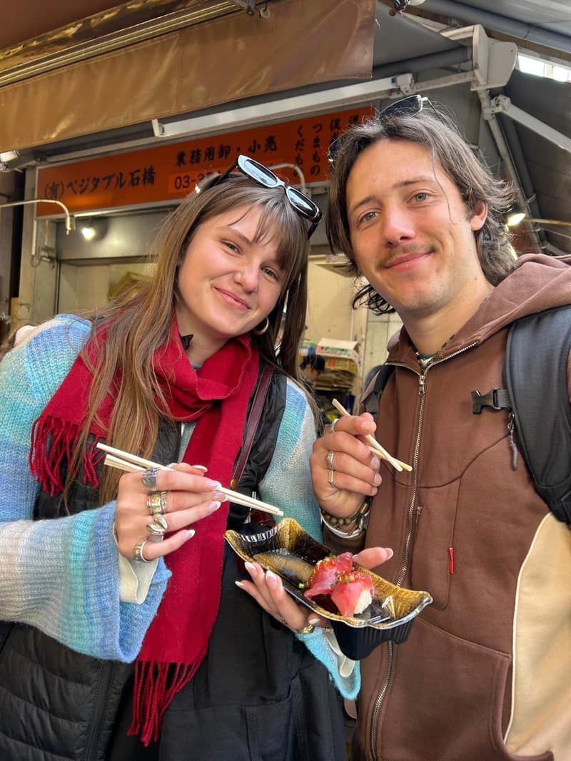 Sushi at Tsukiji, eaten standing at the counter