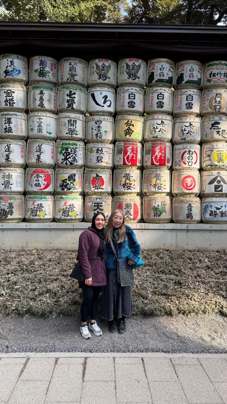 Decorative Sake barrels at Meiji Jingu Shrine